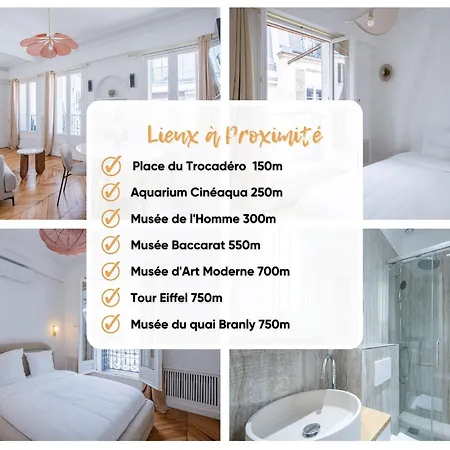Le Trocadero - 5 Minutes A Pied De La Tour Eiffel - Place Trocadero - 5 Personnes - Cadre Exceptionnel - Entierement Climatise Apartament Paryż